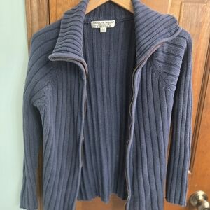 Carolyn Taylor Deep Blue Ribbed Cardigan